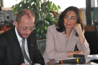 La presidente Gancia con il professor Petroni, direttore scientifico delle Lezioni “Luigi Einaudi”