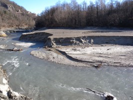 Un'immagine dello svaso della diga di Roccasparvera