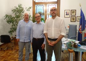 Il presidente della Provincia Luca Robaldo, il sindaco di Sant’Albano Stura Massimo Ravera e l'amministratore delegato Corrado Dentis