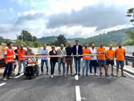 La cerimonia di riapertura della Fondavalle Tanaro a Bastia Mondovì