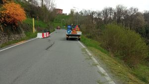 L'avvallamento della sp 37 a Frabosa Soprana