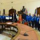 Atlete e staff dell'ASD Twirling Carrù con il Presidente Robaldo e i Sindaci di Piozzo e Carrù