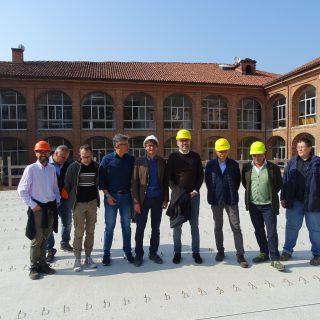 Foto di gruppo con il presidente Robaldo, il sindaco Fogliato, progettisti e tecnici