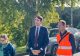 Il consigliere Danna e l'ing. Bruna all'avvio dei lavori della rotatoria in località Olle di Vicoforte
