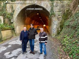 Il sopralluogo alla galleria lungo la vecchia strada provinciale in località Valleto