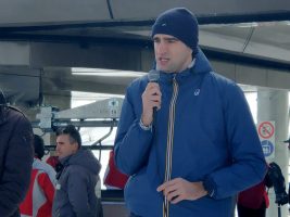 L'intervento del consigliere Danna durante l'inaugurazione della nuova seggiovia esaposto di Artesina