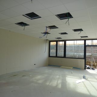 Un'aula del nuovo istituto Baruffi durante il sopralluogo dello scorso 9 gennaio.