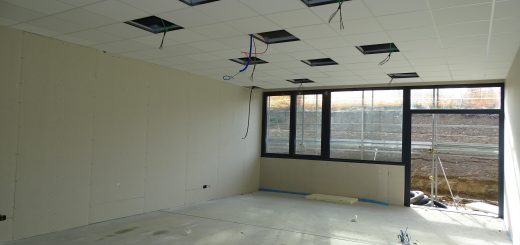 Un'aula del nuovo istituto Baruffi durante il sopralluogo dello scorso 9 gennaio.