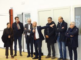 L'intervento del professor Mamino durante la riapertura ufficiale della palestra "di Metavia"