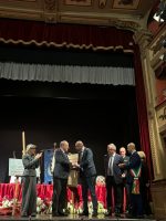 Il saluto tra il presidente Robaldo e il Principe Alberto di Monaco