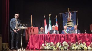 L'intervento del presidente Robaldo durante la visita ufficiale del Principe Alberto di Monaco a Ceva