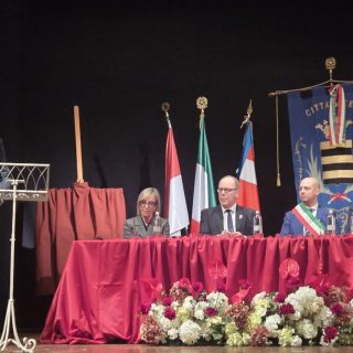 L'intervento del presidente Robaldo durante la visita ufficiale del Principe Alberto di Monaco a Ceva