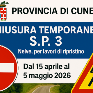 Chiusura temporanea della strada provinciale 3 nel comune di Neive