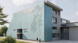 Il rendering che illustra il risultato finale dei lavori alla facciata del liceo "Ego Bianchi"