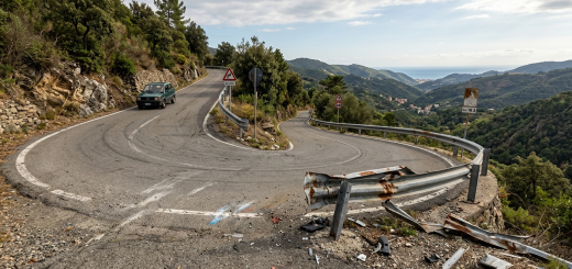 Un guardrail danneggiato dopo un incidente stradale