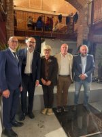 Il professor Unia, il presidente Robaldo, la dirigente Garello, il consigliere Baldi e il sindaco Beccaria durante il sopralluogo all'Alberghiero di Barge