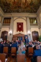 L'intervento del presidente della Provincia Luca Robaldo durante il consiglio provinciale aperto per gli 80 anni dell'Assemblea Costituente (foto di Paolo Leone)