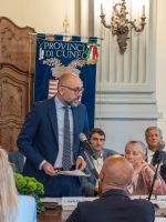 L'intervento del presidente della Provincia Luca Robaldo durante il consiglio provinciale aperto per gli 80 anni dell'Assemblea Costituente (foto di Paolo Leone)