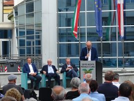 L'intervento del presidente Luca Robaldo durante la cerimonia di consegna delle medaglie