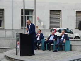 L'intervento del presidente Luca Robaldo durante la cerimonia di consegna delle medaglie