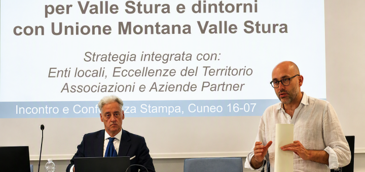 L'intervento del presidente Robaldo durante la presentazione della nuova cartina “Pedala in Valle Stura e dintorni”