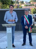 L'intervento del consigliere provinciale Danna durante l'inaugurazione della nuova area camper di Dogliani