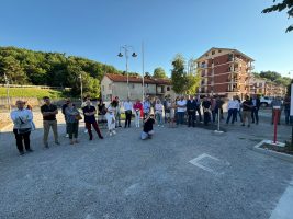 Un momento dell'inaugurazione della nuova area camper di Dogliani