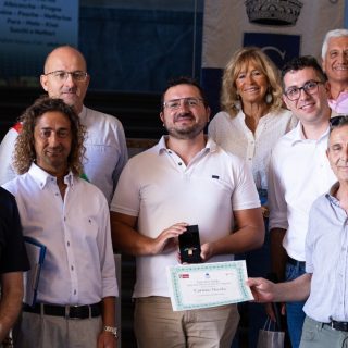 Il presidente Robaldo con i promotori della Fera d’la Tonda di Costigliole Saluzzo