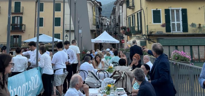 Un momento della cena di gala sul ponte Giugiaro di Garessio