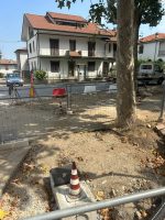 I primi lavori per il posizionamento dell'impianto semaforico
