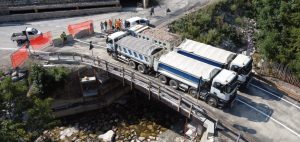 Foto area scattata mediante un drone dai tecnici del laboratorio che registrava gli spostamenti del ponte
