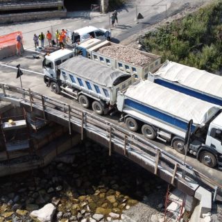 Foto area scattata mediante un drone dai tecnici del laboratorio che registrava gli spostamenti del ponte