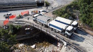 Foto area scattata mediante un drone dai tecnici del laboratorio che registrava gli spostamenti del ponte