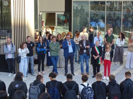 L'intervento del dirigente provinciale Fabrizio Freni nel primo della nuova sede dell'istituto Grandis