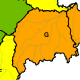 La cartina del Piemonte con l'allerta meteo arancione per le valli Belbo, Bormida e Scrivia