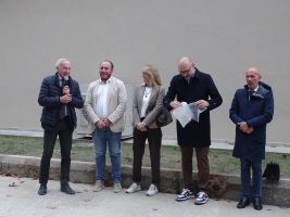 L'intervento del sindaco Demaria durante l'inaugurazione della nuova sede del Reparto Viabilità di Saluzzo