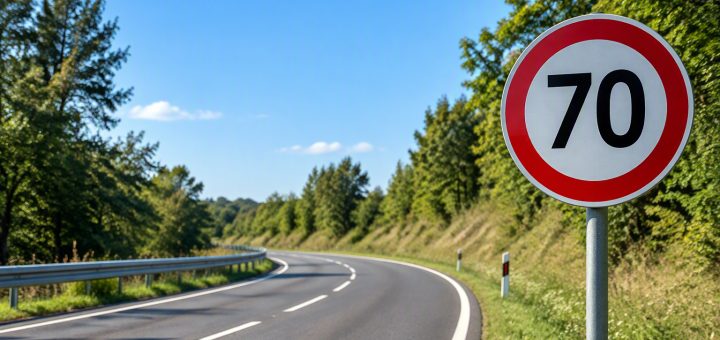 Un cartello con il limite dei 70 km/h (foto darchivio)