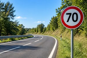 Un cartello con il limite dei 70 km/h (foto d'archivio)