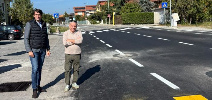Il sopralluogo effettuato dal consigliere Danna insieme al sindaco Murizasco sulla piattaforma rialzata eseguita sulla sp 37 a Villanova Mondovì