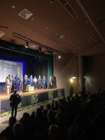 Il consigliere Danna sul palco delle autorità durante l'inaugurazione del Mondovì Sport & Culture Festival